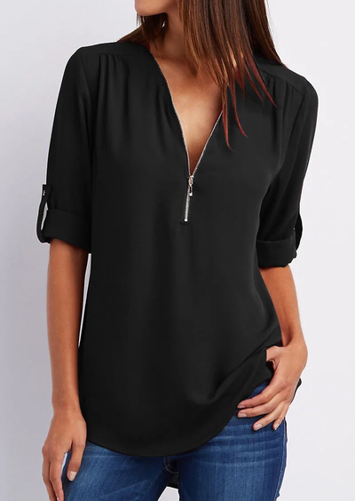 Variant image for Kassidy Bluse – Elegant Design med Lynlås, Blødt Stof-9
