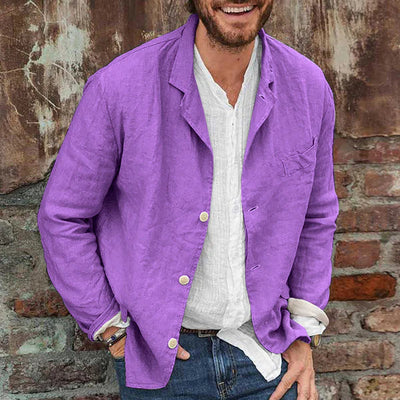 Albrecht Herre Jakke - Let og Åndbar Linned, Casual-6
