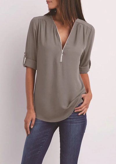 Variant image for Kassidy Bluse – Elegant Design med Lynlås, Blødt Stof-1