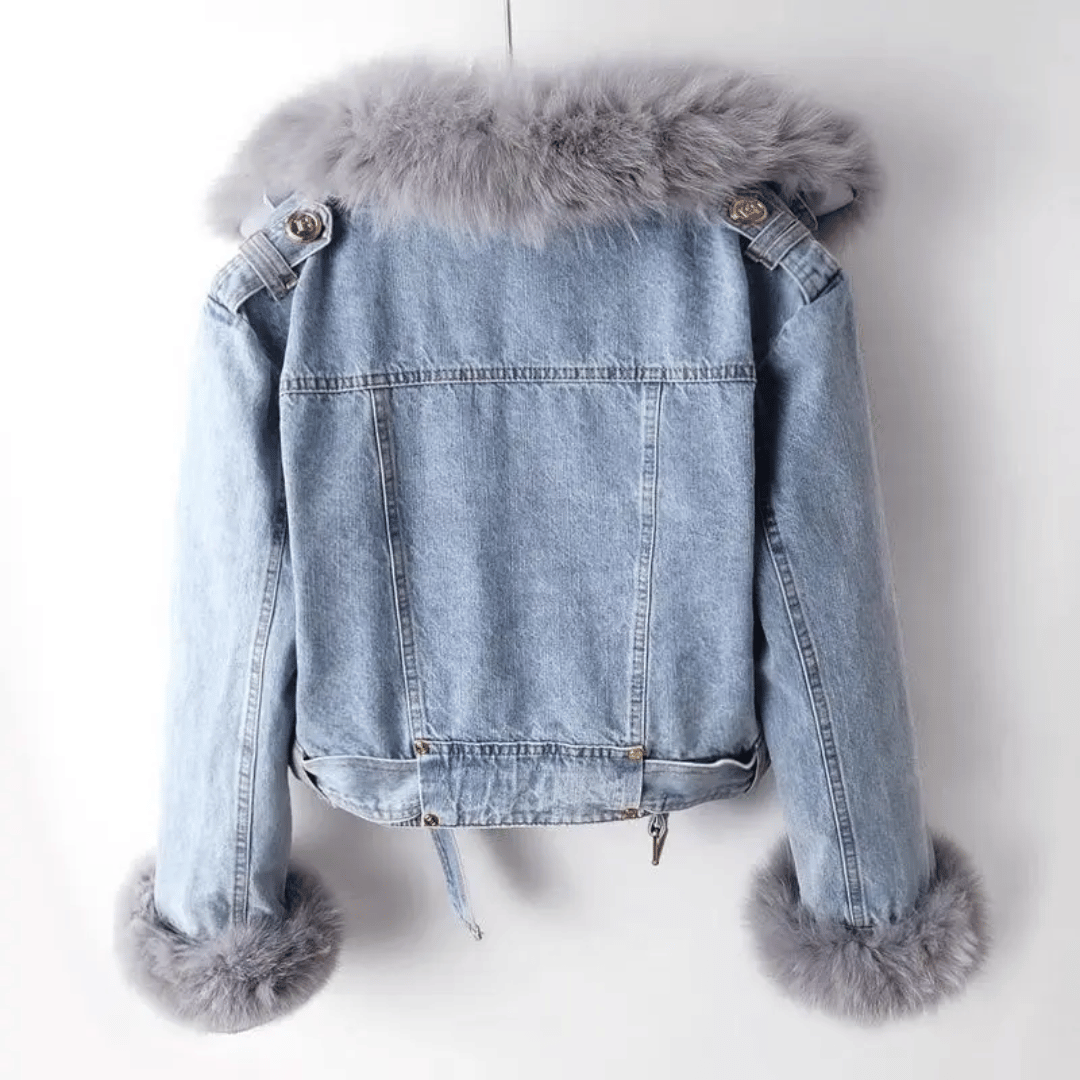 Bente | Elegance jakke i denim og pels
