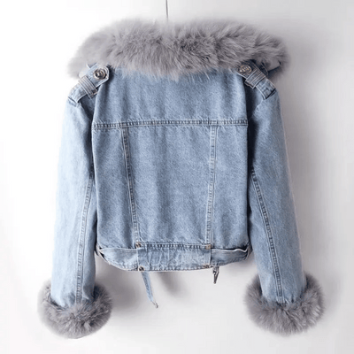 Bente | Elegance jakke i denim og pels