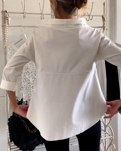 Sofia Elegant Top til Kvinder – Åndbart Design, Høj Krave-4