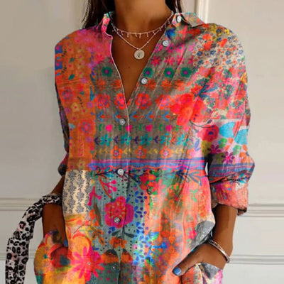 Anna | Bluse - Blomsterprint, Blødt Stof-2