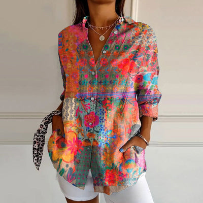 Anna | Bluse - Blomsterprint, Blødt Stof-1