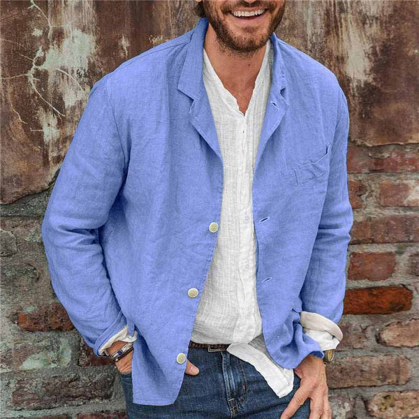Albrecht Herre Jakke - Let og Åndbar Linned, Casual-3