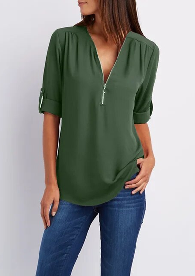 Variant image for Kassidy Bluse – Elegant Design med Lynlås, Blødt Stof-24