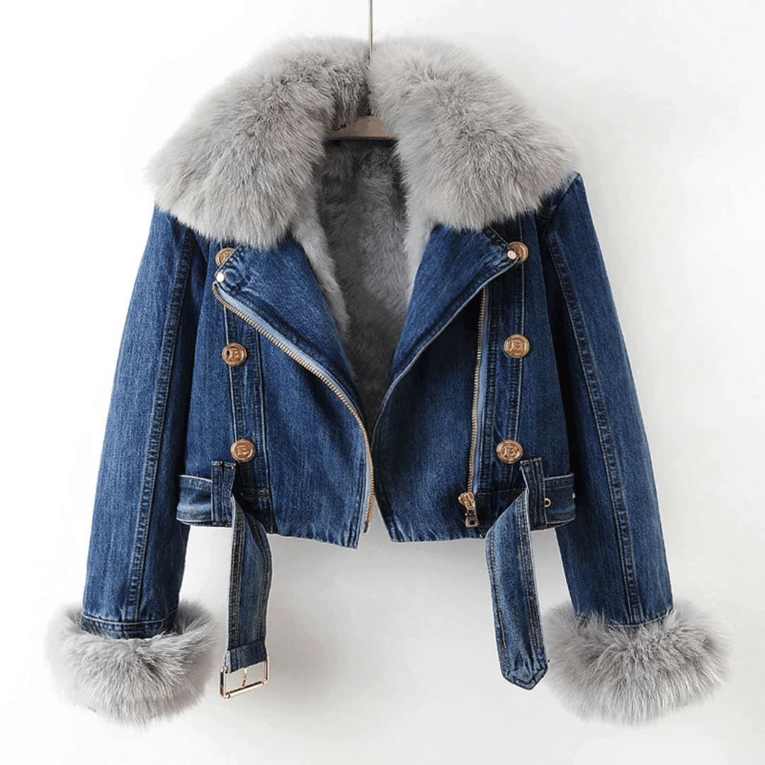 Bente | Elegance jakke i denim og pels