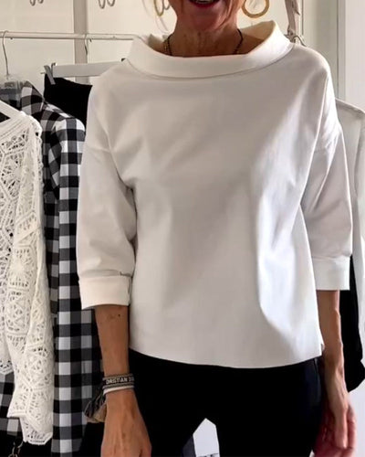 Sofia Elegant Top til Kvinder – Åndbart Design, Høj Krave-2