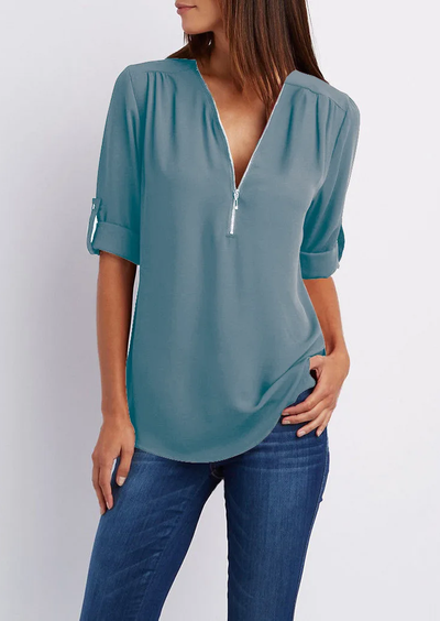 Variant image for Kassidy Bluse – Elegant Design med Lynlås, Blødt Stof-25