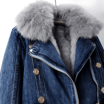 Bente | Elegance jakke i denim og pels