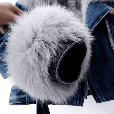 Bente | Elegance jakke i denim og pels