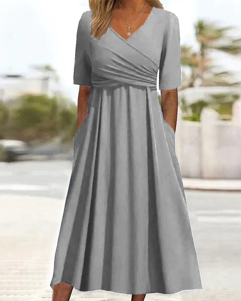 Variant image for Alloura Kjole – Korte Ærmer, V-Hals, Elegant Design-9