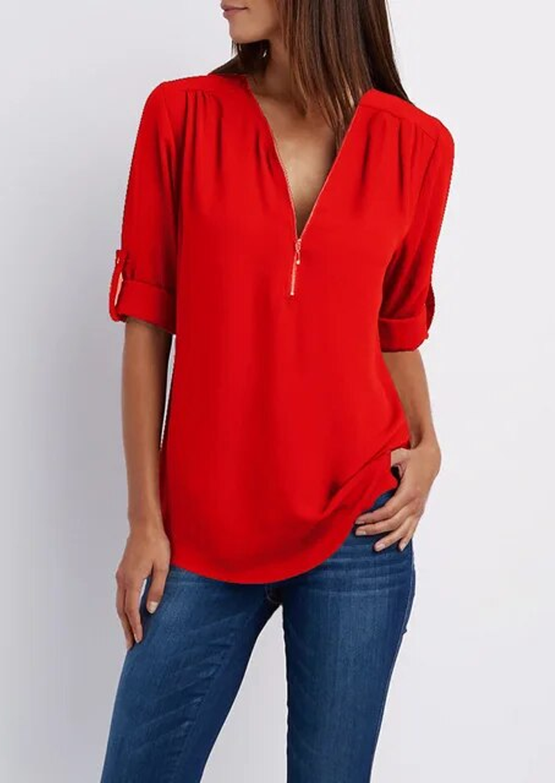 Variant image for Kassidy Bluse – Elegant Design med Lynlås, Blødt Stof-57