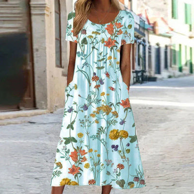 Charlotte | Hvid Midi Sommerkjole med Blomsterprint 3