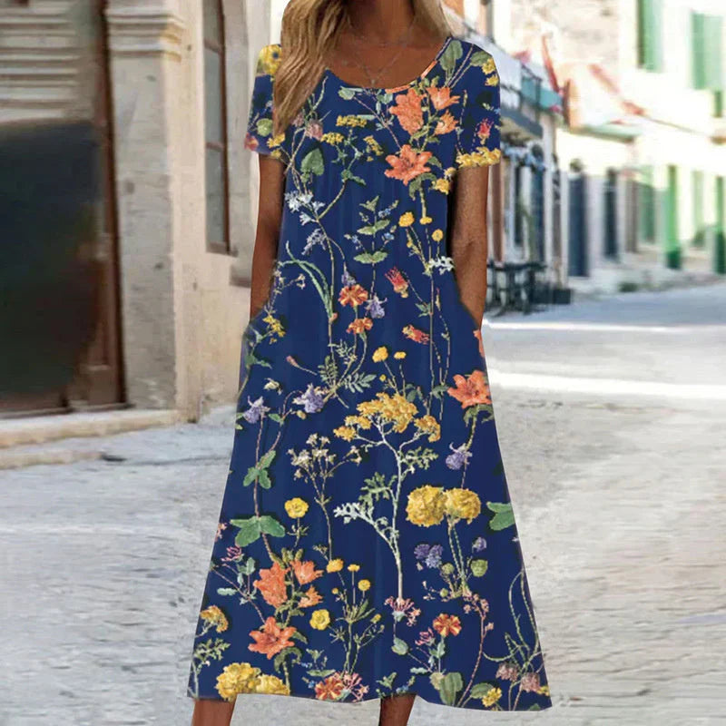 Charlotte | Hvid Midi Sommerkjole med Blomsterprint 2