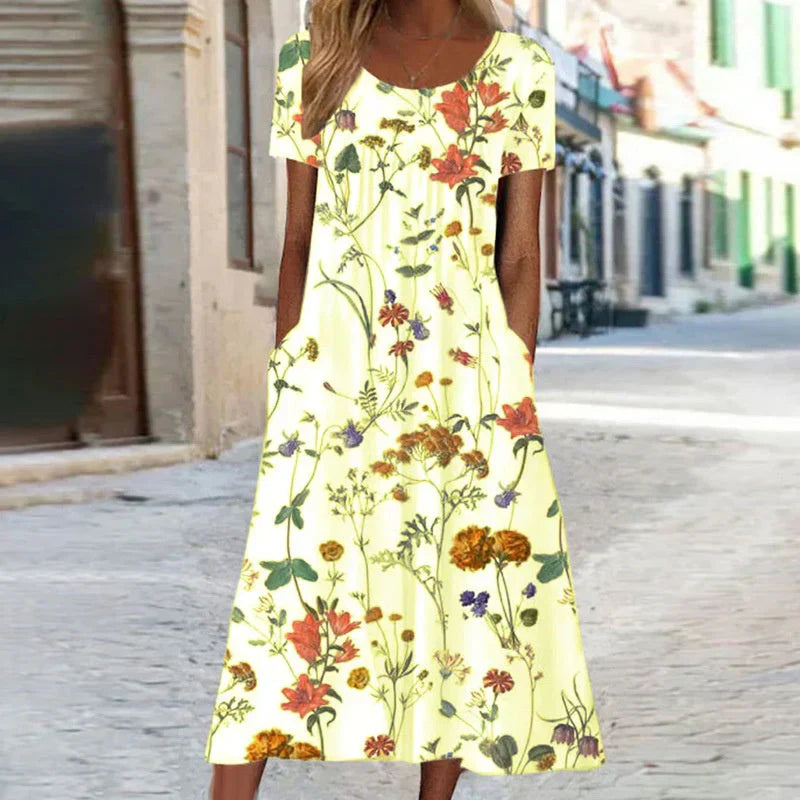 Charlotte | Hvid Midi Sommerkjole med Blomsterprint 4