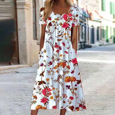 Charlotte | Hvid Midi Sommerkjole med Blomsterprint 5