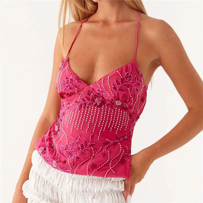 Variant image for Luna | Cami Top med Paillet Blomsterbroderi-1