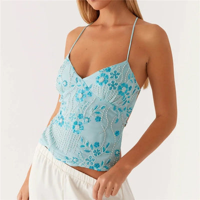 Variant image for Luna | Cami Top med Paillet Blomsterbroderi-4
