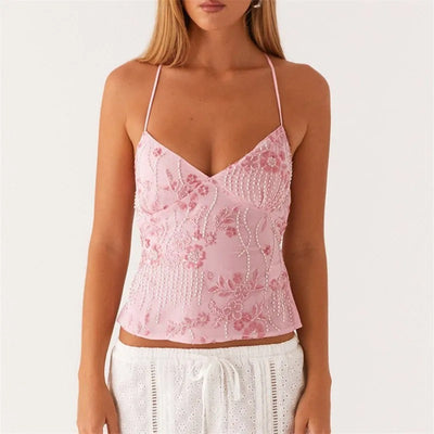 Variant image for Luna | Cami Top med Paillet Blomsterbroderi-7