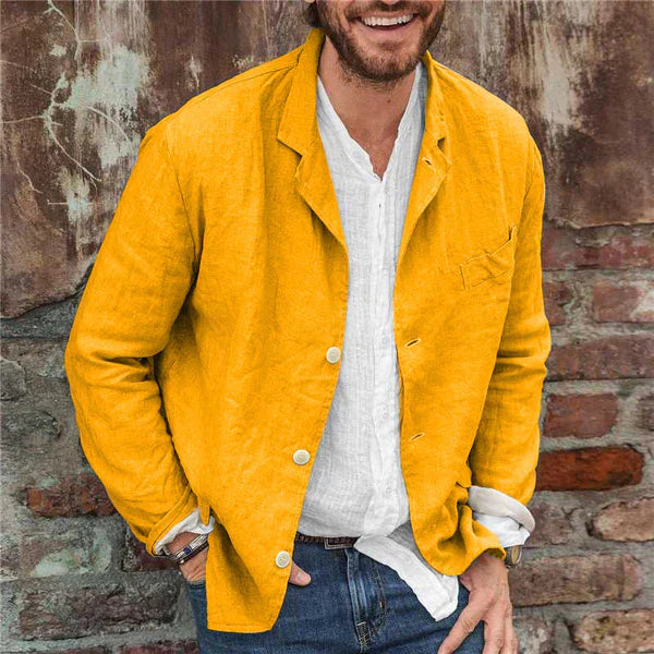 Albrecht Herre Jakke - Let og Åndbar Linned, Casual-5