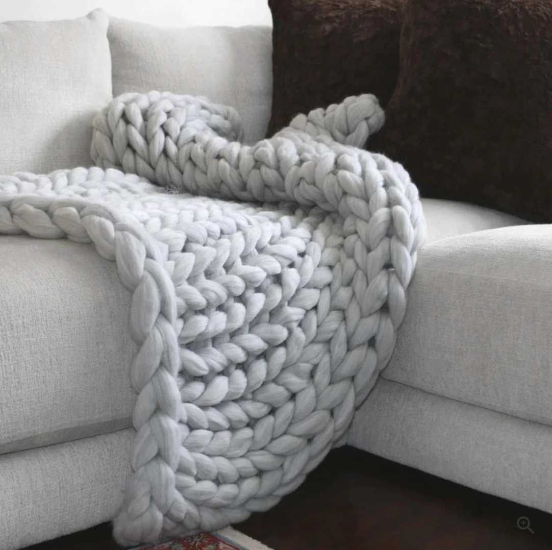 CozyCraft | Håndstrikket tæppe lavet af merinould