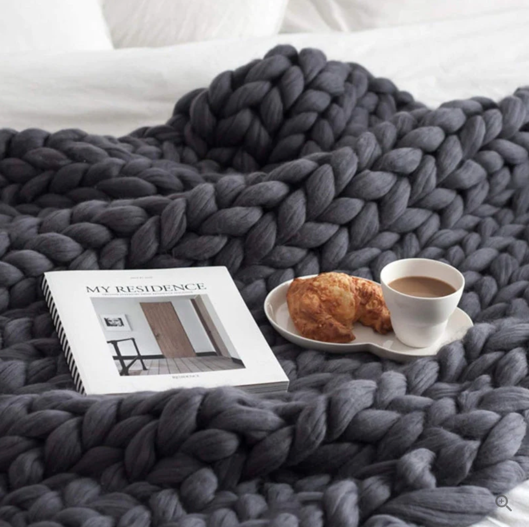 CozyCraft | Håndstrikket tæppe lavet af merinould