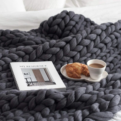 CozyCraft | Håndstrikket tæppe lavet af merinould