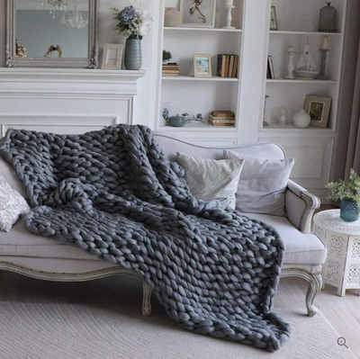 CozyCraft | Håndstrikket tæppe lavet af merinould