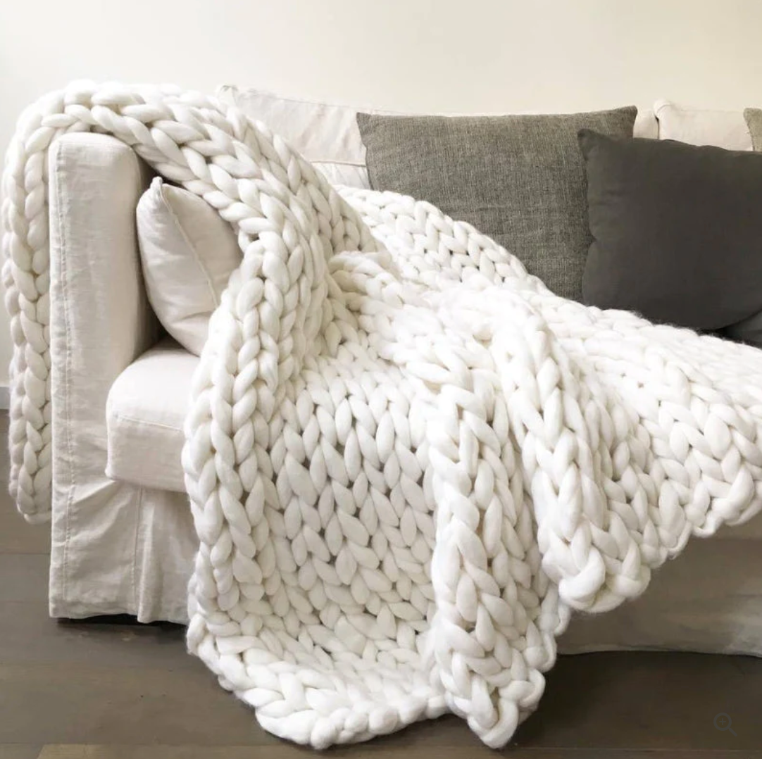 CozyCraft | Håndstrikket tæppe lavet af merinould