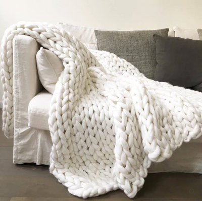 CozyCraft | Håndstrikket tæppe lavet af merinould