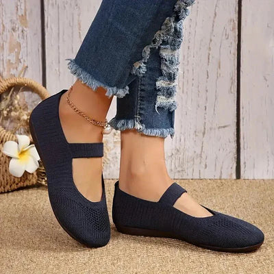 Nyxara Slippers - Let Strikket Stof, Skridsikker Gummi-3