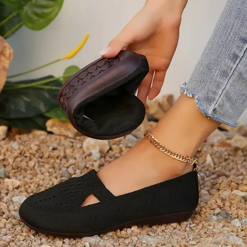 Nyxara Slippers - Let Strikket Stof, Skridsikker Gummi-4