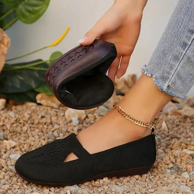 Nyxara Slippers - Let Strikket Stof, Skridsikker Gummi-4