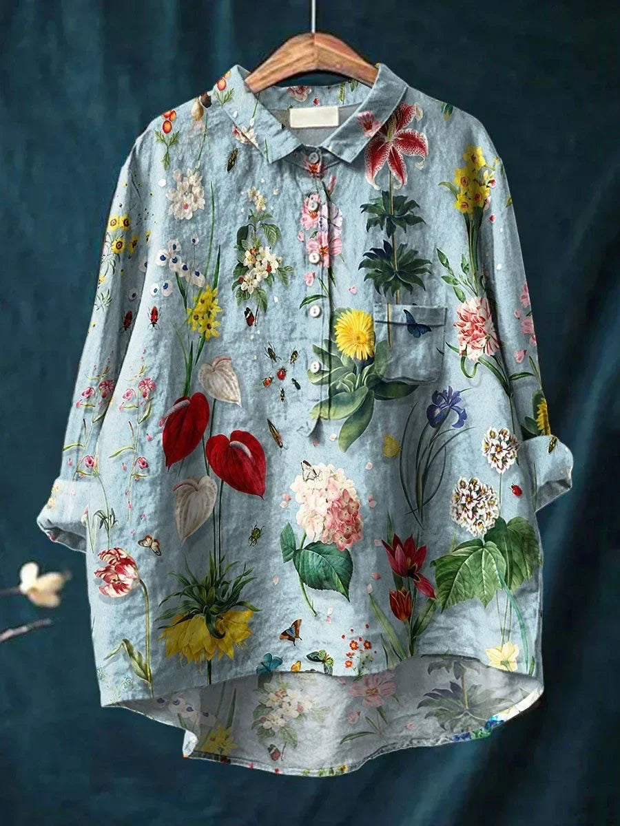 Vera | Blomsterskjorte - Letvægtsstof, Løs Pasform-1